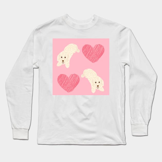 Maltipoo Love Long Sleeve T-Shirt by PatternbyNOK